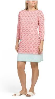 NWT Cabana Life Women's Coral Tides Cabana Shift Dress Small UPF 50 Boho Geo